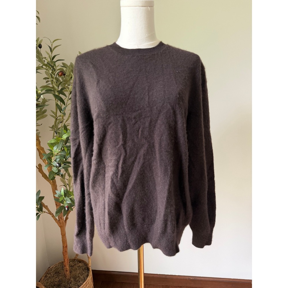 Cashmere Sweater 100% Brown Quiet Luxury Crewneck Lands' End Medium